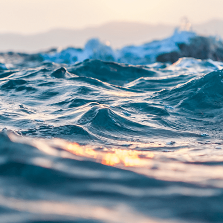 Ocean waves at sunset with light reflections — ElementBrooklyn Plastic Negative